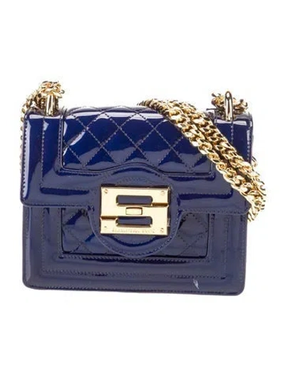 Pre-owned Samantha Sung Patent Leather Crossbody Bag In Blue