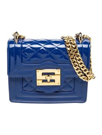 Pre-owned Samantha Sung Patent Leather Crossbody Bag In Blue