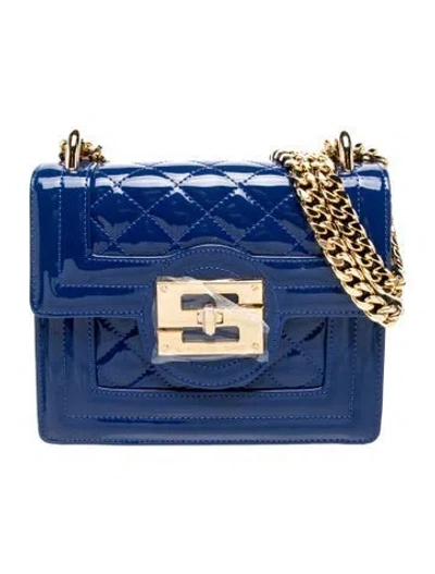 Pre-owned Samantha Sung Patent Leather Crossbody Bag W/ Tags In Blue