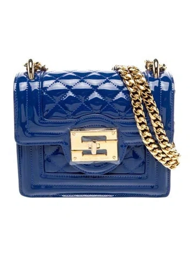 Pre-owned Samantha Sung Patent Leather Crossbody Bag W/ Tags In Blue