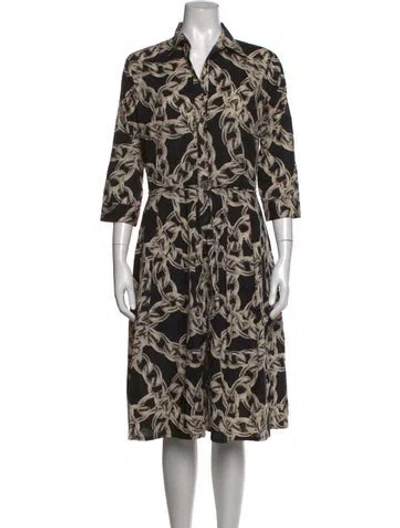 Pre-owned Samantha Sung Patterned Knee-length Dress In Brown/neutrals