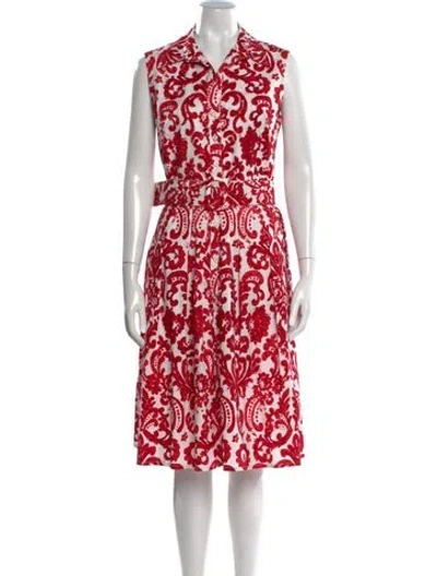 Pre-owned Samantha Sung Patterned Midi Length Dress In Red