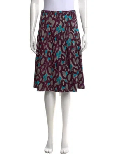 Pre-owned Samantha Sung Patterned Midi Length Skirt In Purple