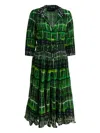 Samantha Sung Green Tie-dye Wool Dress In Green