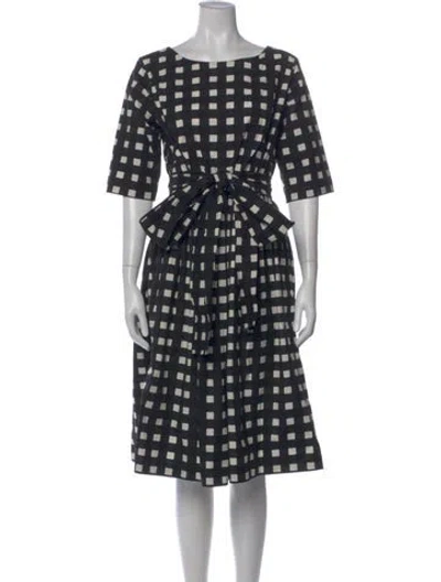 Pre-owned Samantha Sung Plaid Print Knee-length Dress In Blue