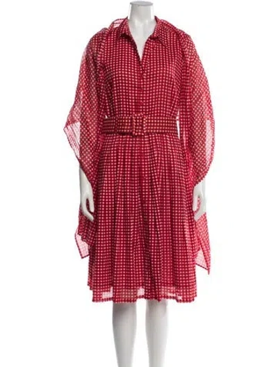 Pre-owned Samantha Sung Plaid Print Knee-length Dress In Red