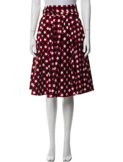 Pre-owned Samantha Sung Plaid Print Knee-length Skirt In Red