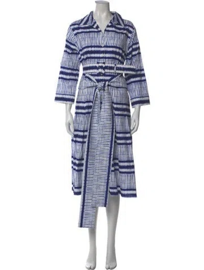 Pre-owned Samantha Sung Plaid Print Midi Length Dress In Multi