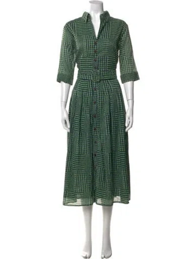 Pre-owned Samantha Sung Plaid Print Midi Length Dress In Multi