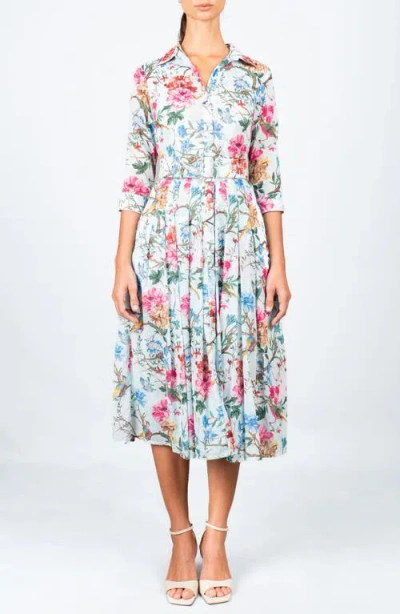 Samantha Sung Pleated Midi Audrey Shirtdress In Multi