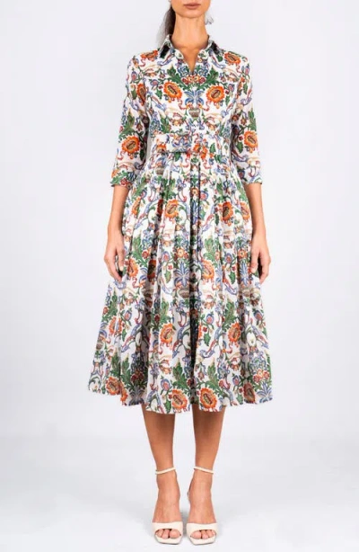Samantha Sung Pleated Midi Audrey Shirtdress In Multi