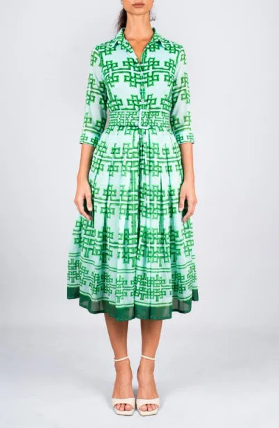 Samantha Sung Pleated Midi Audrey Shirtdress In Multi