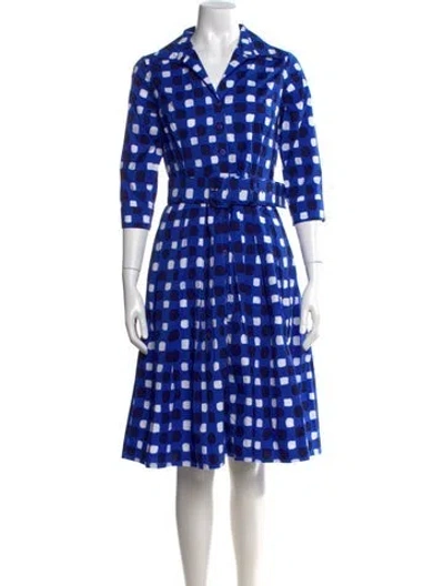 Pre-owned Samantha Sung Polka Dot Print Knee-length Dress W/ Tags In Blue