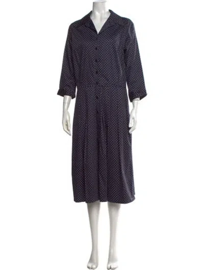 Pre-owned Samantha Sung Polka Dot Print Long Dress In Blue