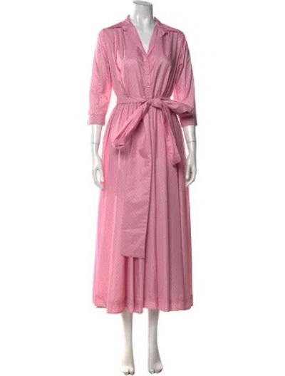 Pre-owned Samantha Sung Polka Dot Print Long Dress W/ Tags In Pink