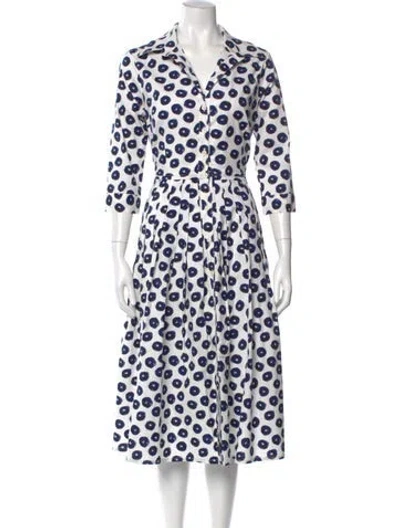Pre-owned Samantha Sung Polka Dot Print Midi Length Dress W/ Tags In White
