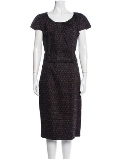 Pre-owned Samantha Sung Printed Knee-length Dress In Black