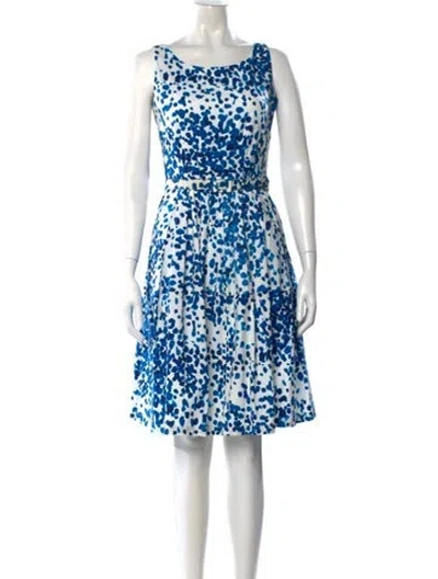 Pre-owned Samantha Sung Printed Knee-length Dress In Blue