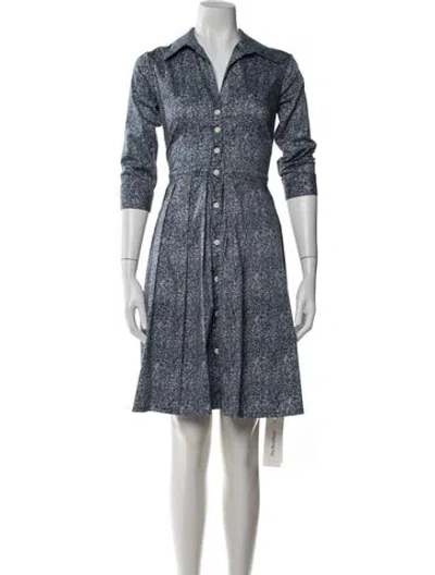 Pre-owned Samantha Sung Printed Knee-length Dress In Blue