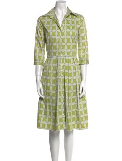Pre-owned Samantha Sung Printed Knee-length Dress In Green