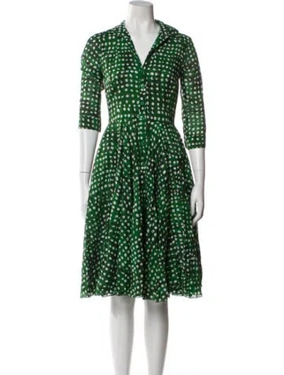Pre-owned Samantha Sung Printed Knee-length Dress In Green