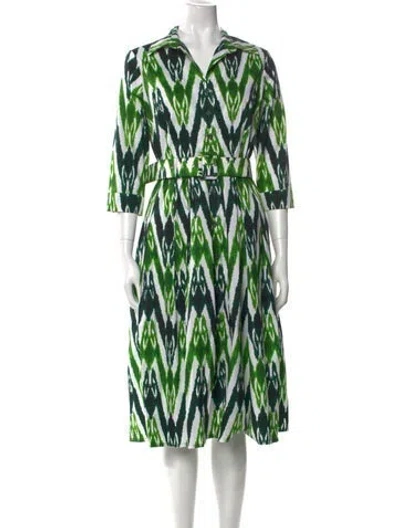 Pre-owned Samantha Sung Printed Knee-length Dress In Green