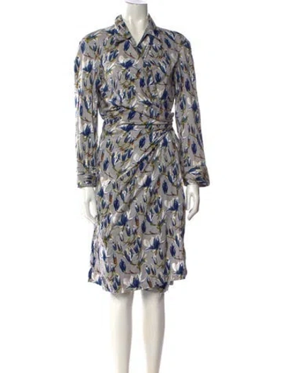 Pre-owned Samantha Sung Printed Knee-length Dress In Neutral