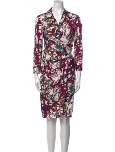 Pre-owned Samantha Sung Printed Knee-length Dress In Neutral