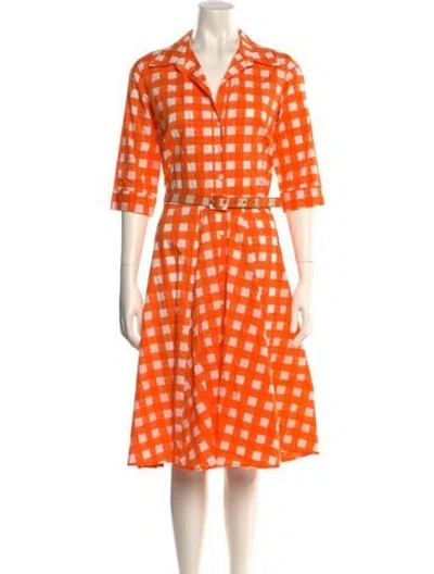 Pre-owned Samantha Sung Printed Knee-length Dress In Orange
