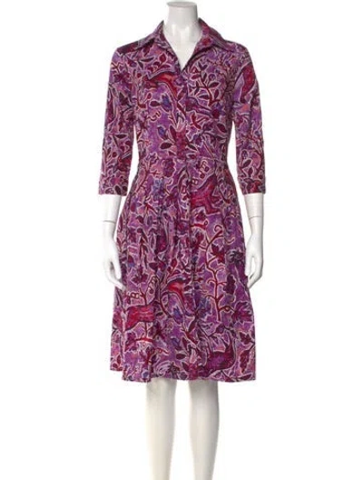 Pre-owned Samantha Sung Printed Knee-length Dress In Purple