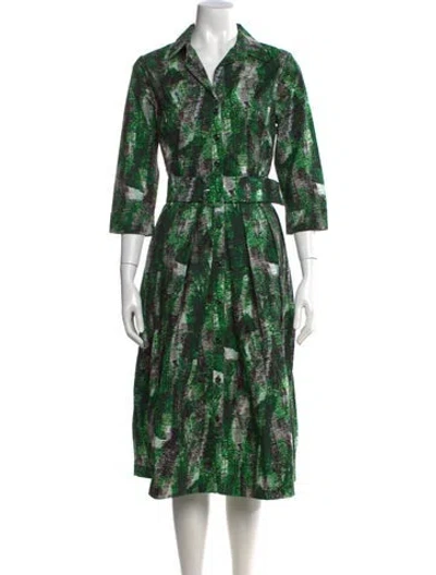 Pre-owned Samantha Sung Printed Knee-length Dress W/ Tags In Green
