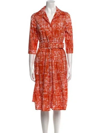 Pre-owned Samantha Sung Printed Knee-length Dress W/ Tags In Orange