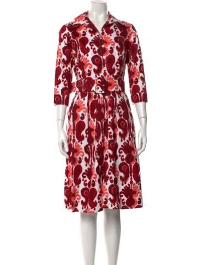 Pre-owned Samantha Sung Printed Knee-length Dress W/ Tags In Red