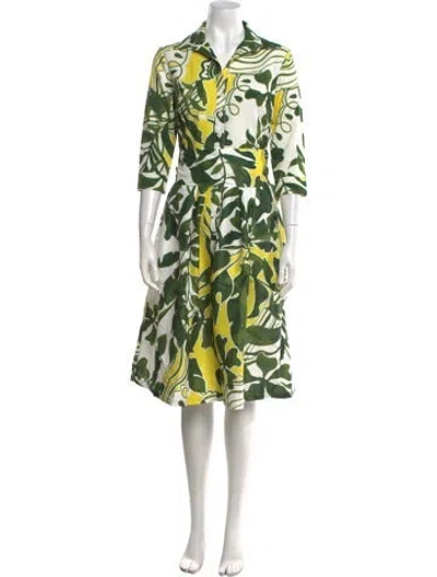 Pre-owned Samantha Sung Printed Knee-length Dress In White