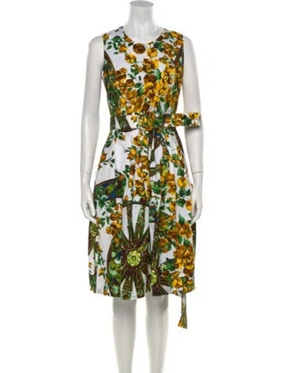 Pre-owned Samantha Sung Printed Knee-length Dress In Yellow
