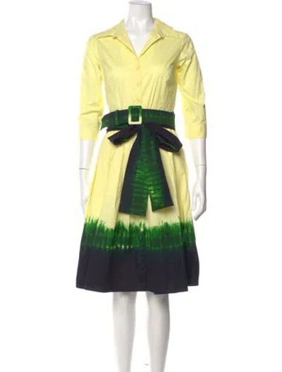 Pre-owned Samantha Sung Printed Knee-length Dress In Yellow