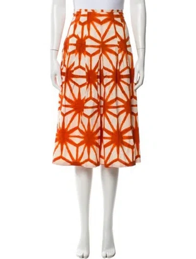 Pre-owned Samantha Sung Printed Knee-length Skirt In Orange