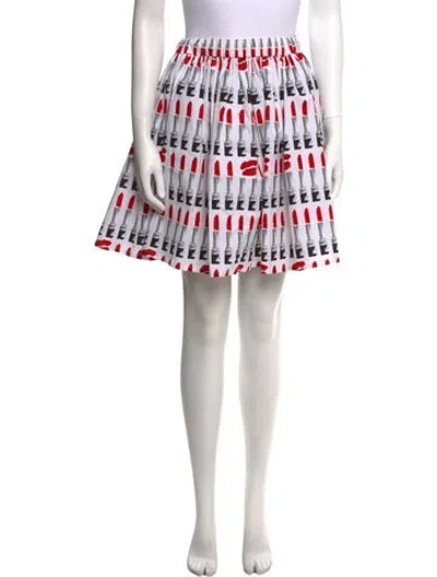 Pre-owned Samantha Sung Printed Knee-length Skirt In White