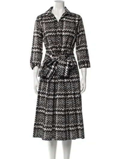 Pre-owned Samantha Sung Printed Long Dress In Black