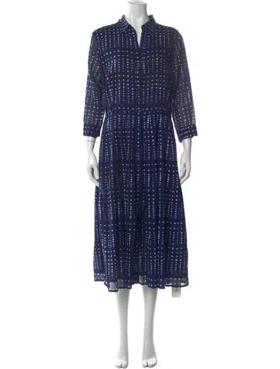 Pre-owned Samantha Sung Printed Long Dress In Blue