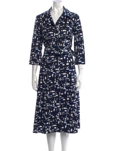 Pre-owned Samantha Sung Printed Long Dress In Blue