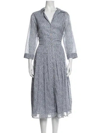 Pre-owned Samantha Sung Printed Long Dress In Blue