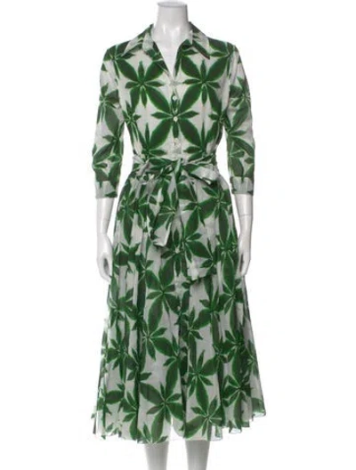 Pre-owned Samantha Sung Printed Long Dress In Green