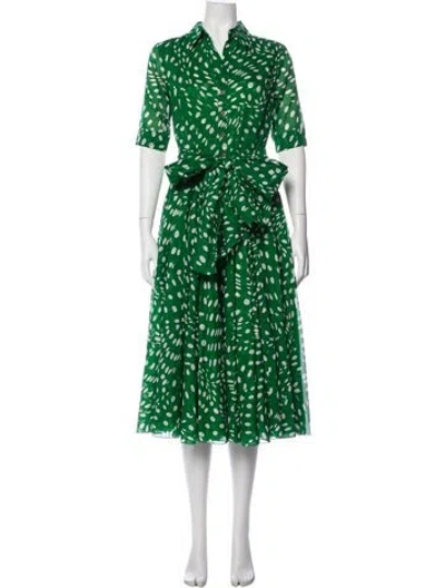 Pre-owned Samantha Sung Printed Long Dress In Green
