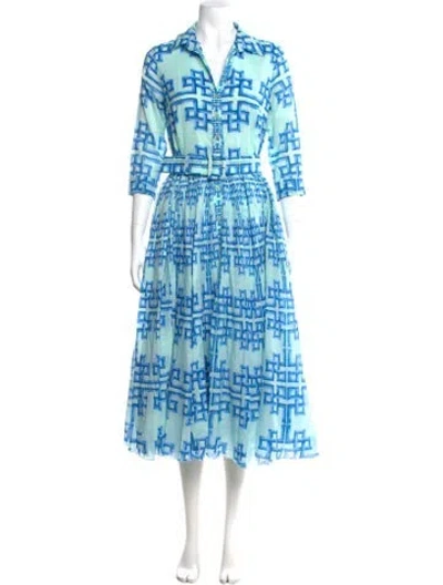 Pre-owned Samantha Sung Printed Long Dress In Multi