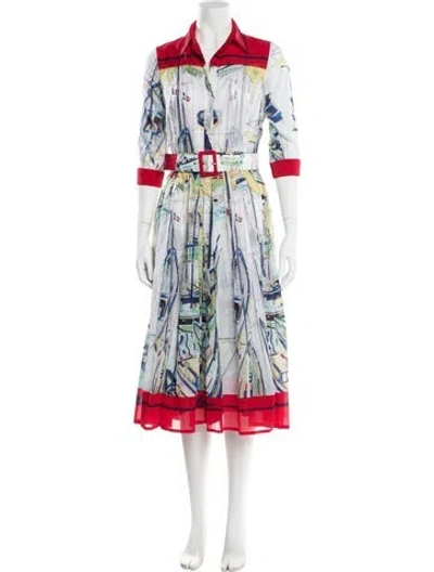 Pre-owned Samantha Sung Printed Long Dress In Multi