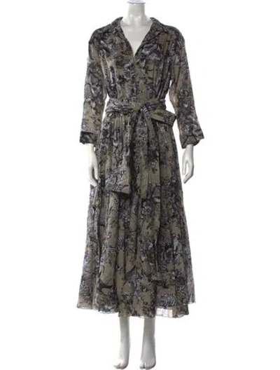 Pre-owned Samantha Sung Printed Long Dress In Neutral