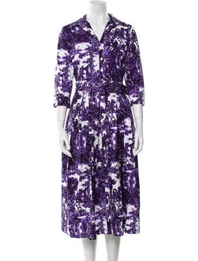 Pre-owned Samantha Sung Printed Long Dress In Purple