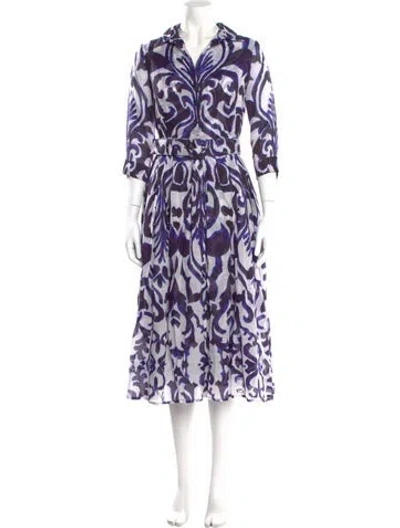 Pre-owned Samantha Sung Printed Long Dress In Purple