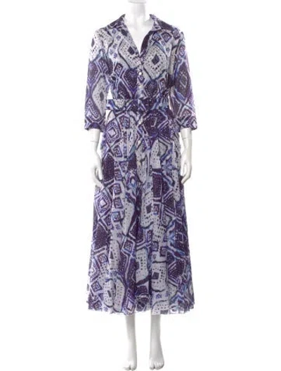 Pre-owned Samantha Sung Printed Long Dress In Purple